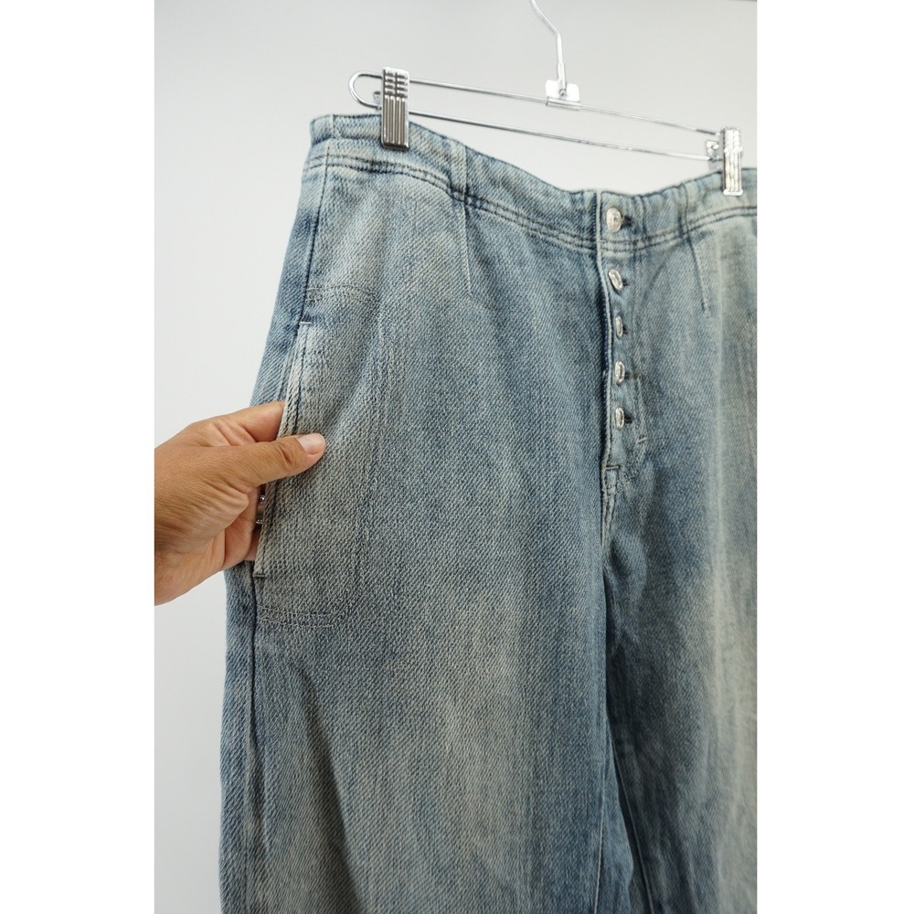 WE THE FREE X FREE PEOPLE OSAKA MID RISE BARREL Boho Artisan Light Wash Blue 25 - Picture 7 of 12